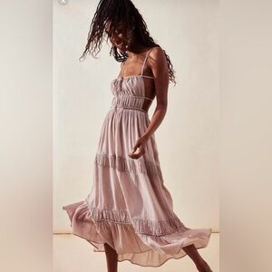 Free people Taking side maxi dress neutral pink